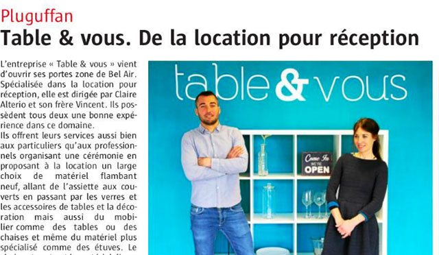 On parle de Table&Vous : De la location de matériel pour la réception